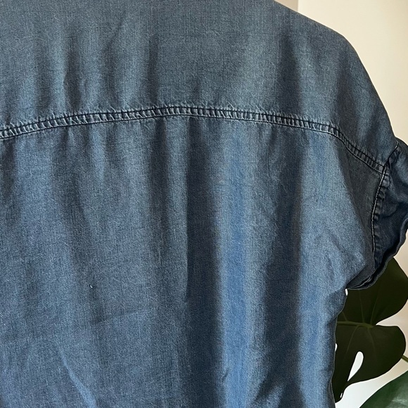 Zara Denim Short Sleeve Button Down Shirt - Picture 3 of 5
